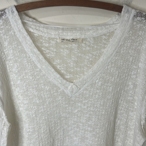 FP WE THE FREE Ocean Air Hacci Pullover Knit Sweater Ivory/White Size Small - Picture 5 of 16